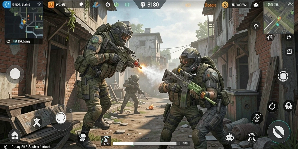 Screenshot gameplay <strong>8180</strong> yang menampilkan aksi tembak-menembak seru.