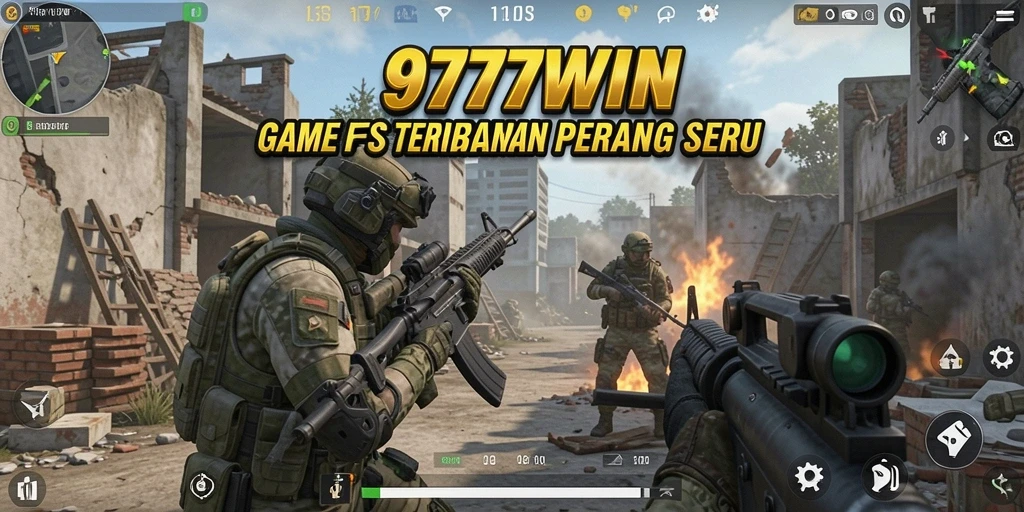 Screenshot utama menampilkan aksi seru dalam gameplay FPS.