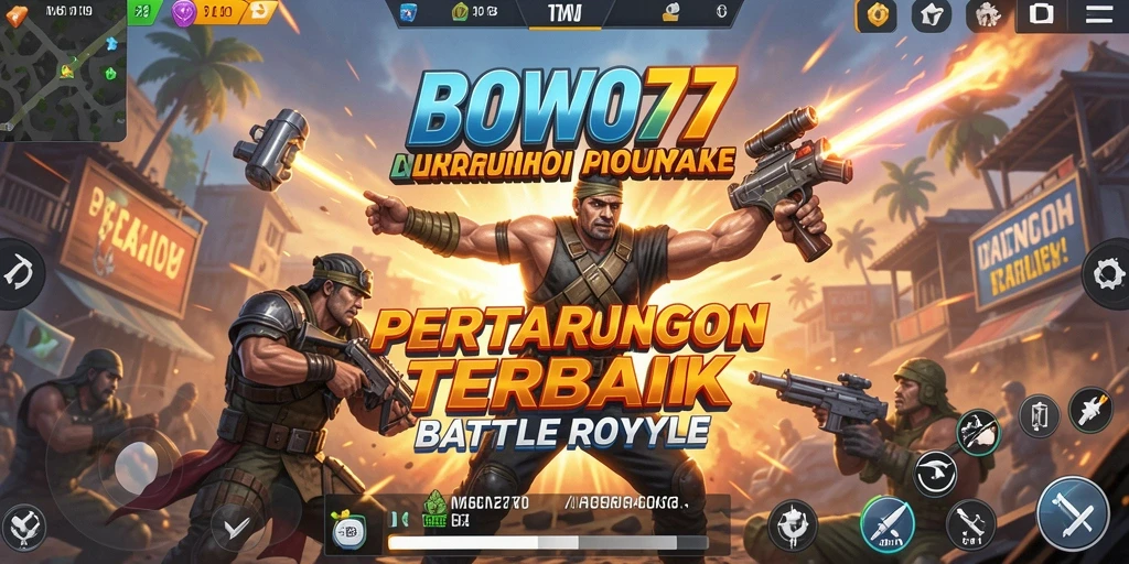 Tampilan gameplay seru dalam BOWO77 di arena Battle Royale.