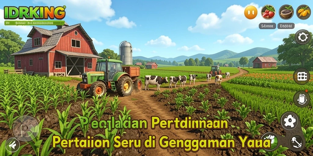 Tangkapan layar gameplay IDRKING yang menampilkan aktivitas pertanian seru.