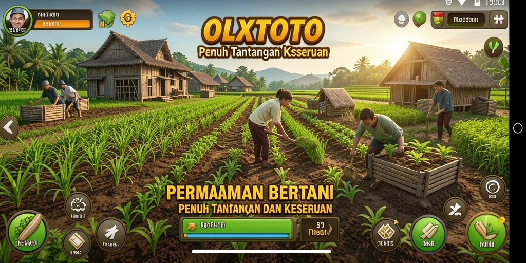 Screenshot gameplay OLXTOTO dengan aktivitas bertani yang seru.