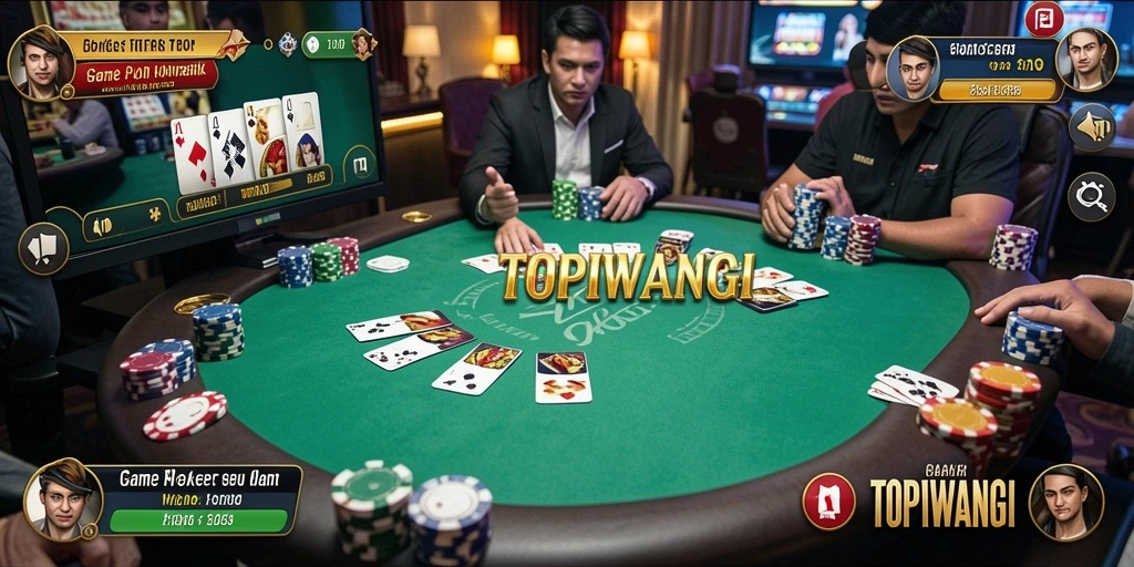 Tampilan gameplay Poker di aplikasi TOPIWANGI yang seru dan menarik.