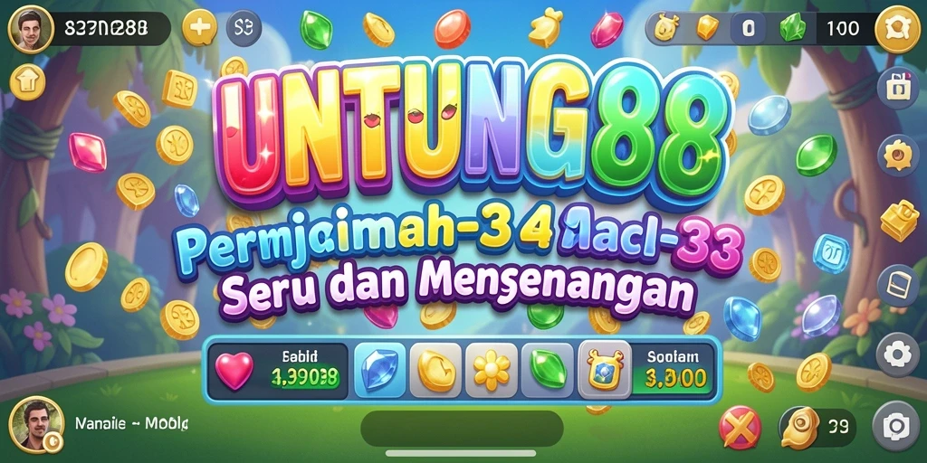Tampilan gameplay utama UNTUNG88 yang penuh warna dan tantangan Match-3.